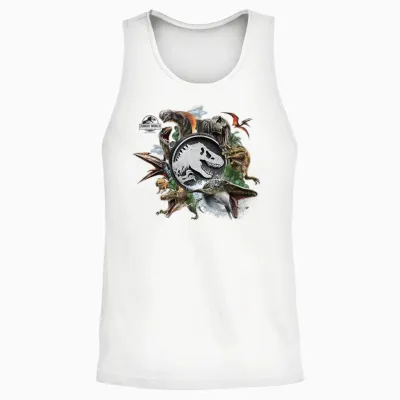 Jurassic World Rebirth Circle Logo Dinosaurs Unisex Tank Top - White