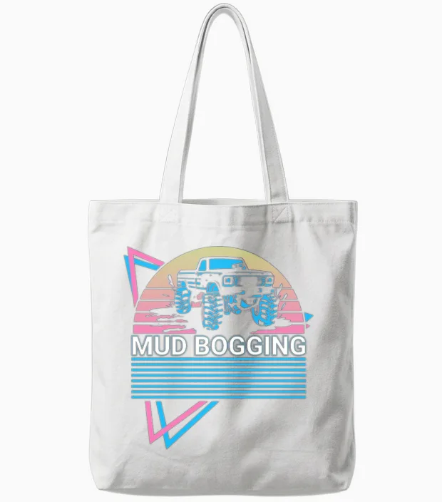 Mud Bogging Retro Tote Bags in White