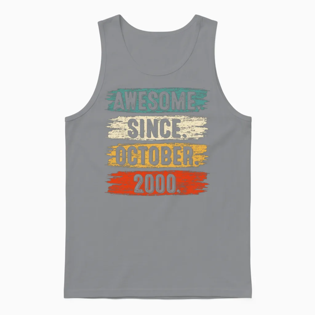 22 Years Old Gifts Awesome Since October 2000 22nd Unisex Tank Top in Sport Grey