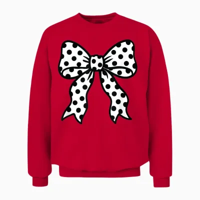 Coquette Polka Dot Bow Black and White Aesthetic Unisex Sweatshirt - Red