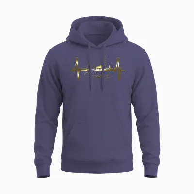 Hamburg Skyline Heartbeat Silhouette Love I Love Hamburg T-Shirt, Black Unisex Hoodie - Heather Sport Dark Navy