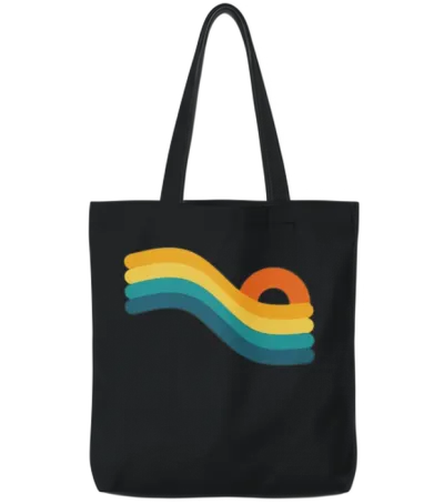 Sunset Retro Tote Bags - Black