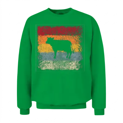 Cow Retro Unisex Sweatshirt - Irish Green