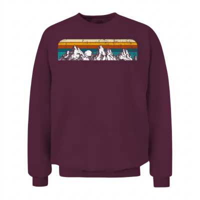 Retro Mountain Sunset Unisex Sweatshirt - Maroon
