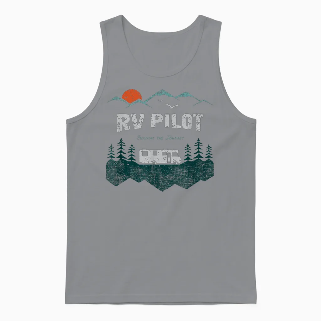 Rv Pilot Camping Shirt Motorhome Travel Vacation Gift Unisex Tank Top in Sport Grey