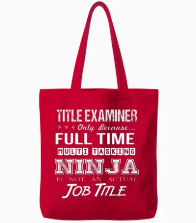 Title Examiner T Shirt - Multitasking Ninja Job Gi Tote Bags - Red