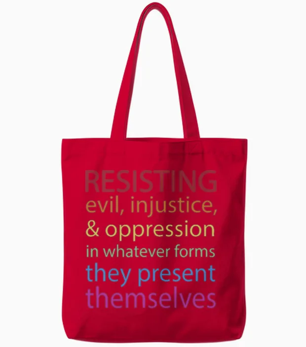 Resisting Evil Injustice and Oppression Tote Bags in Red