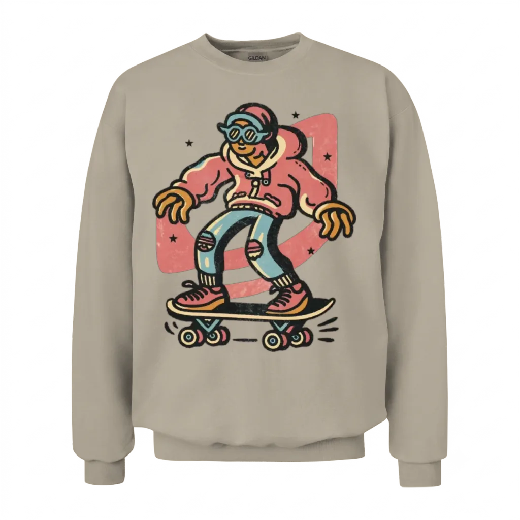 Funny Skater Retro Unisex Sweatshirt - Sand