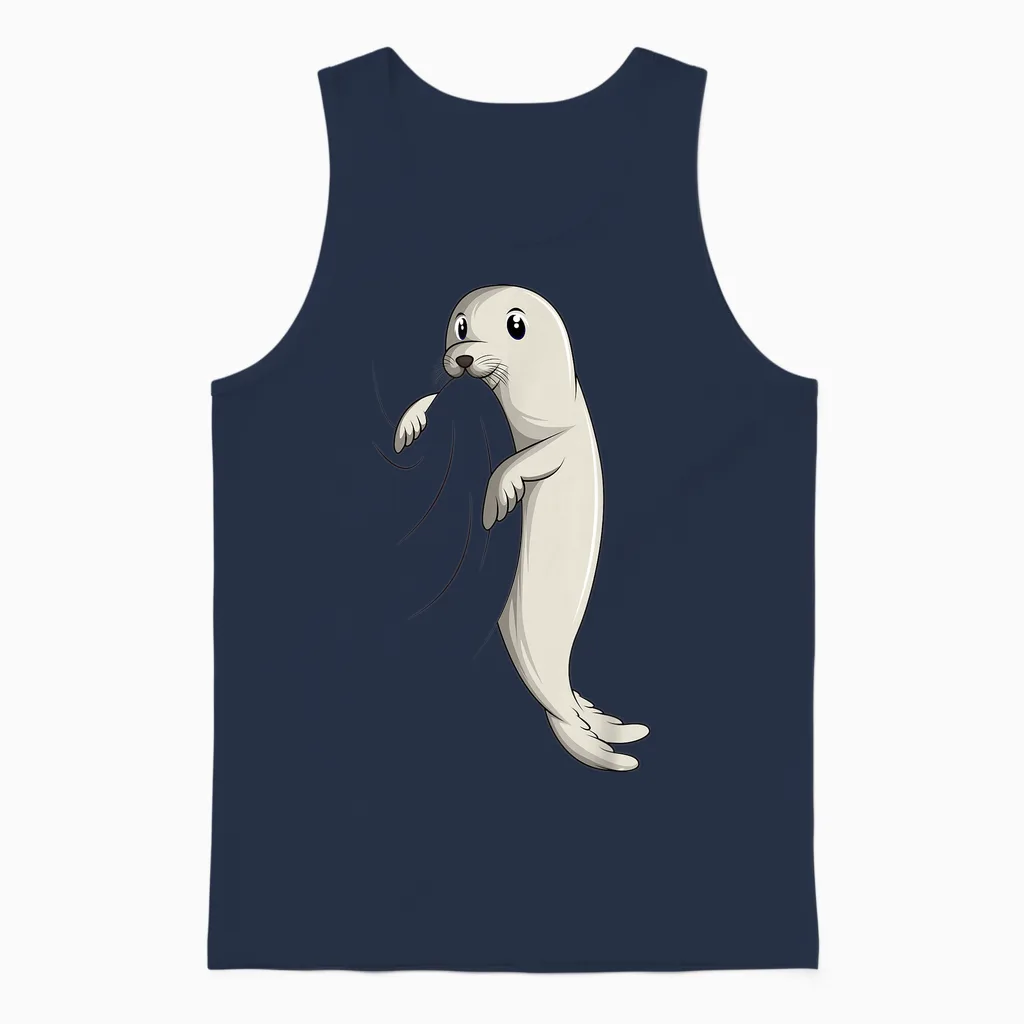 Seal Sea Lion Seal Kids Girls Boys Unisex Tank Top in Navy