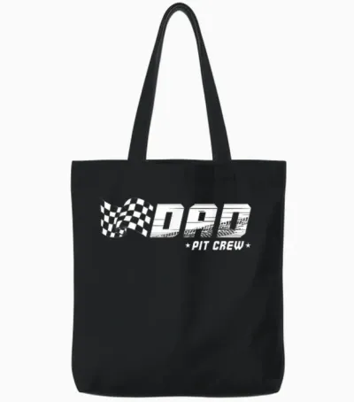 Dad Pit Crew Race Car Birthday Family Racing Tote Bags - Black