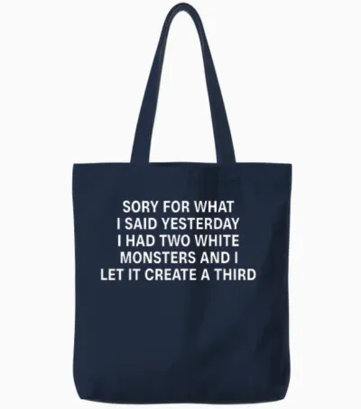 Sorry for What I Said Yesterday I Had Two White Monsters Tote Bags - Navy