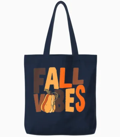 Retro Fall Vibes Halloween Tote Bags - Navy