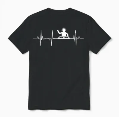 Heartbeat Dj Music Lover Unisex T-Shirt - Black