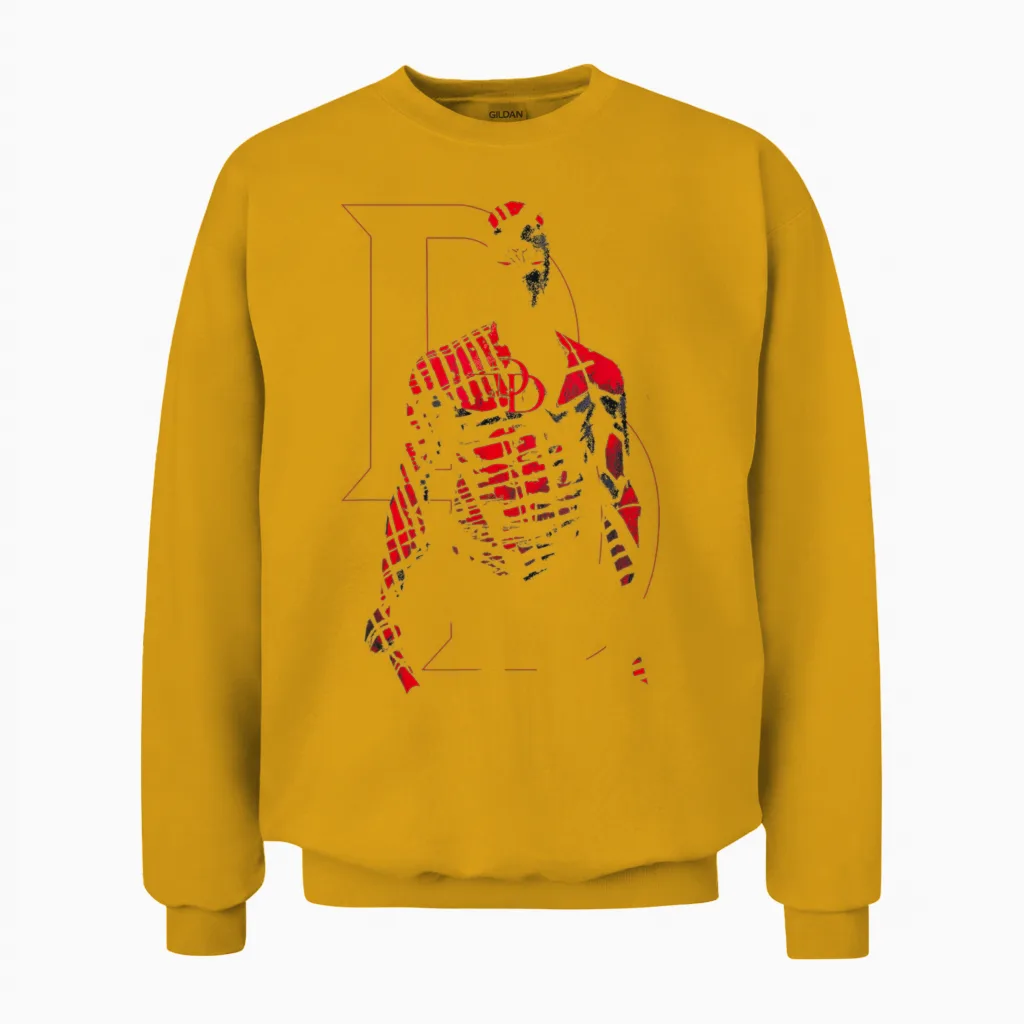 Marvel Comics Retro Daredevil in Red Shadows Unisex Sweatshirt in Gold