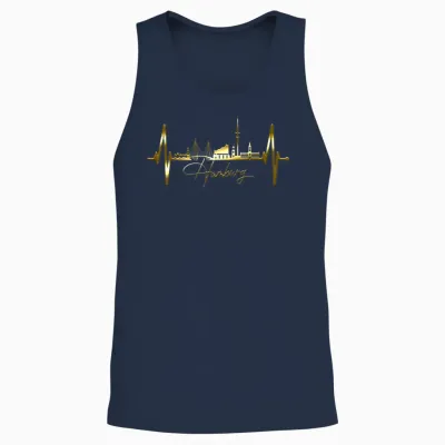 Hamburg Skyline Heartbeat Silhouette Love I Love Hamburg T-Shirt, Black Unisex Tank Top - Navy