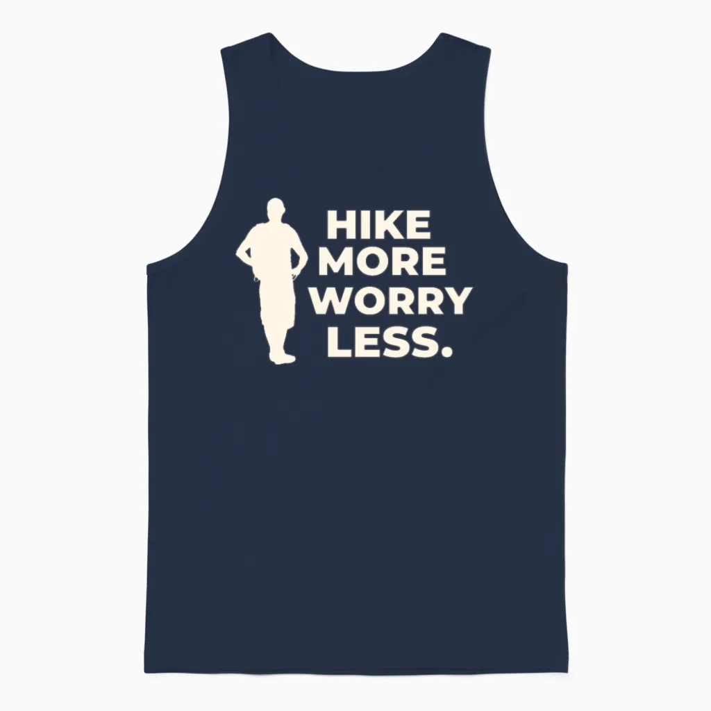 Hike More Worry Less Hiking - & Outdoors Unisex Tank Top in Navy
