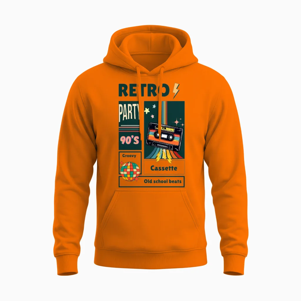 Retro Vibes Unisex Hoodie in Safety Orange