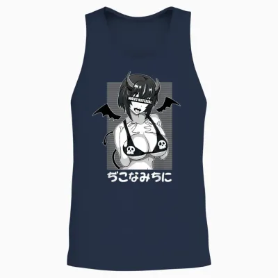Anime Waifu Hentai Anime Lover Anime Girl Japanese Aesthetic T-Shirt, Black Unisex Tank Top - Navy