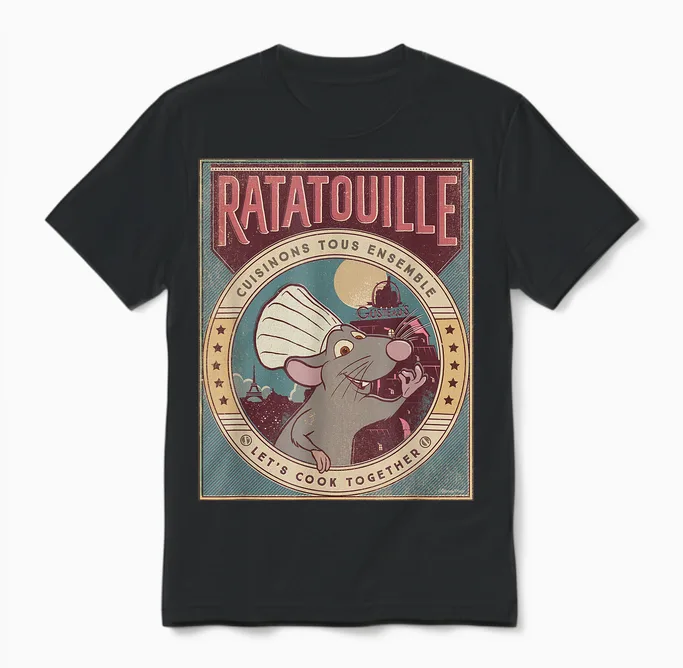 Disney and Pixar’s Ratatouille Chef Remy Let’s Cook Together Unisex T-Shirt in Black