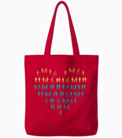 Wheelchair Heart Tote Bags - Red