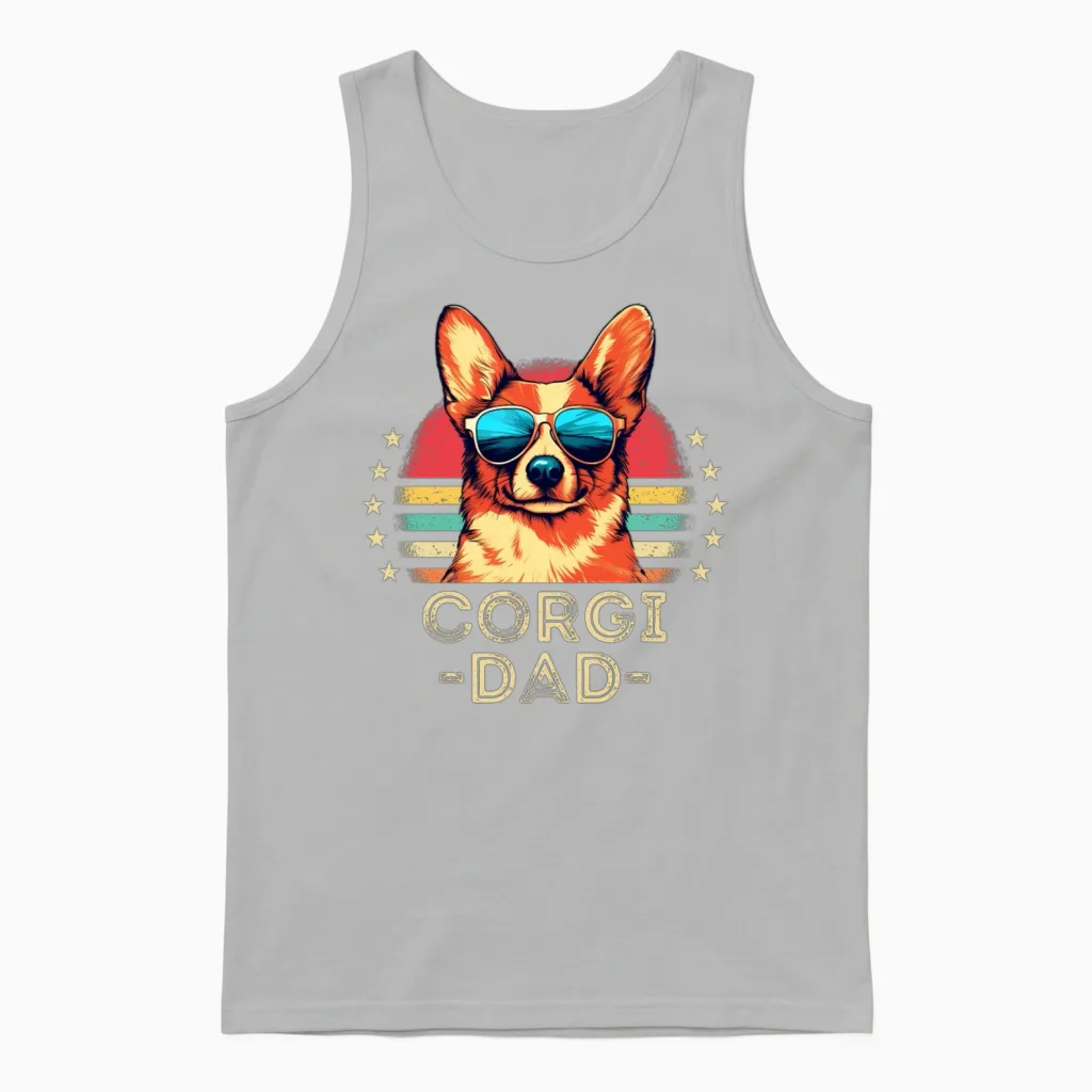 Corgi with Sunglasses Retro Unisex Tank Top - Ash