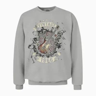 Gitarre Zum 60. Geburtstag, Vintage-Stil, Seit 1966, 60 Jahre Alt Unisex Sweatshirt - Ash