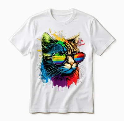 Rainbow Flag Gay Pride Lgbtq Wasserfarben Katze Unisex T-Shirt - White