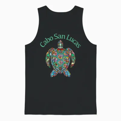 Cabo San Lucas Tribal Turtle Unisex Tank Top - Black