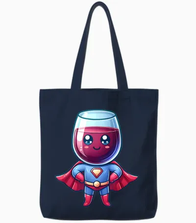 Super Wine Glass Cute Superhero Superhero Tote Bags - Navy