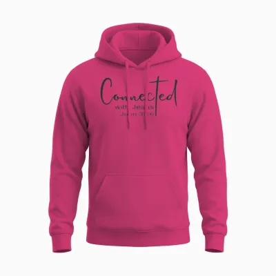 Christian Design Connected with Jesus John 3:16 Unisex Hoodie - Heliconia