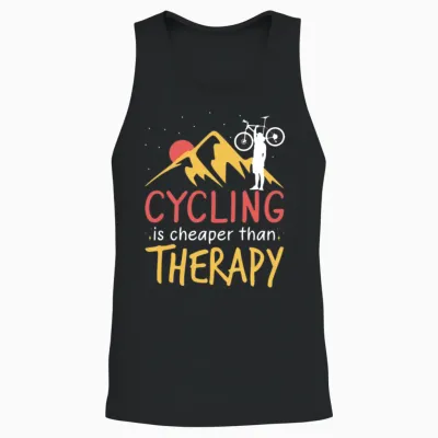 Cycling Is My Therapy Bike Lover Biking Unisex Tank Top - Black