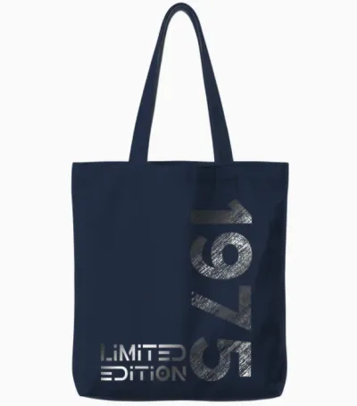Limited Edition Vintage 1975 Man Woman 48th Birthday T-Shirt, Black Tote Bags - Navy
