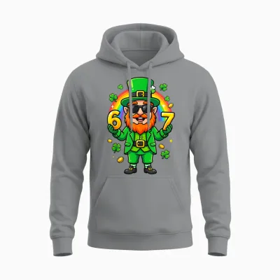 67 Six Seven 6 7 Funny Leprechaun St Patricks Day Boys Unisex Hoodie - Sport Grey