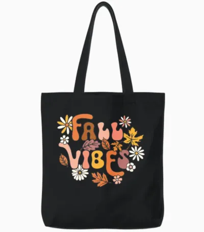 Fall Vibes Retro Groovy Fall Season Retro Leopard Tote Bags - Black