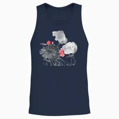 Ink Lotus Unisex Tank Top - Navy