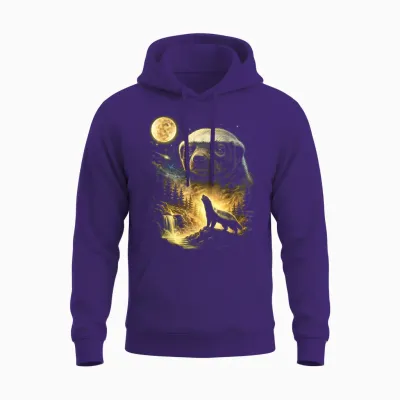 Honey Badger Howling to the Moon Meme Funny 90's Honey Badger Unisex Hoodie - Purple