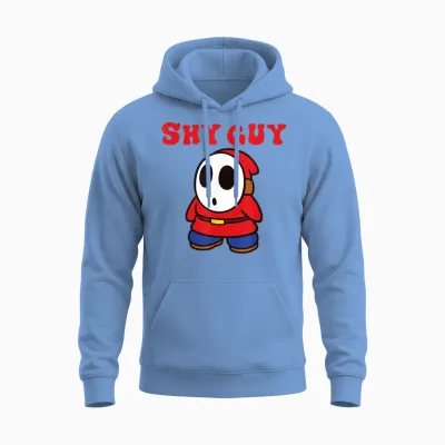 Super Mario Bros Shy Guy Simple Retro Nintendo Icon Unisex Hoodie - Carolina Blue
