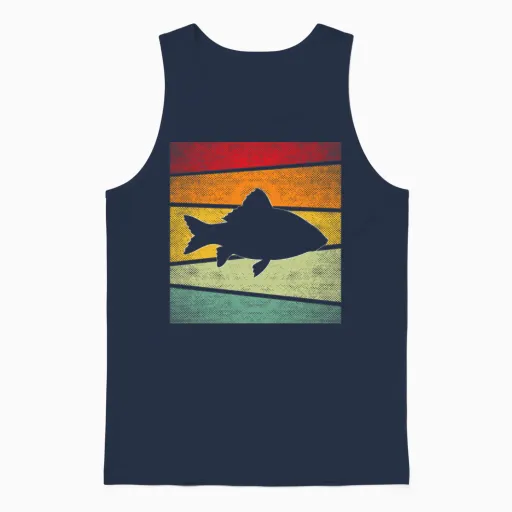 Fish Retro Unisex Tank Top in Navy