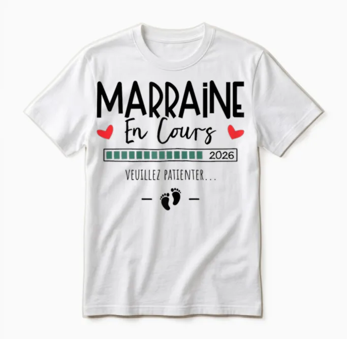Marraine En Cours 2026 - Annonce Grossesse 1er Enfant Unisex T-Shirt in White