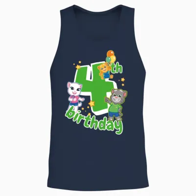 Talking Tom & Friends 4th Birthday Unisex Tank Top - Navy