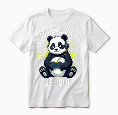 Video Games Panda Gaming Boy Gamer T-Shirt, Black, S Unisex T-Shirt - White