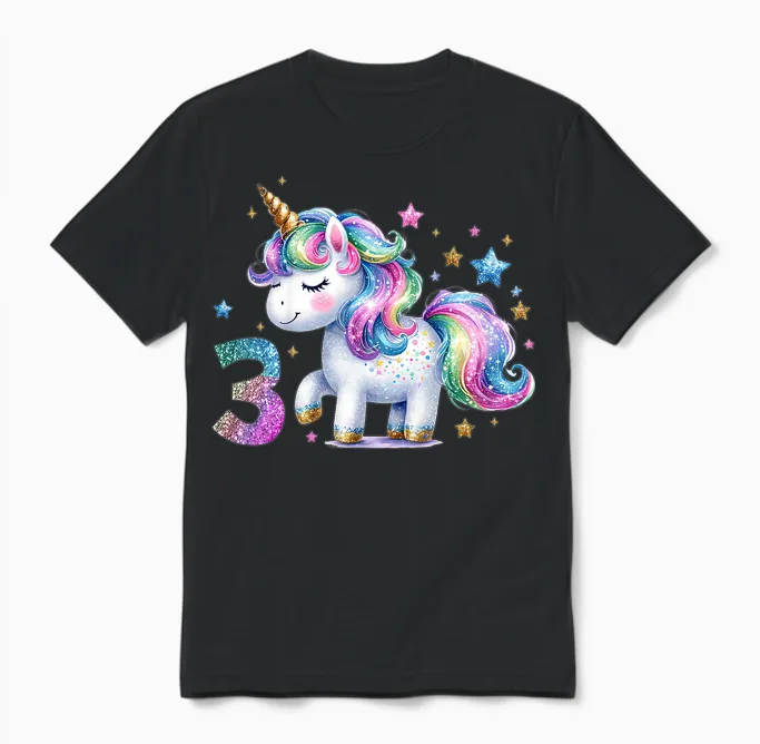 3 Geburtstag Mädchen Geschenke 3 Jahre Alt Einhorn Outfit Unisex T-Shirt in Black