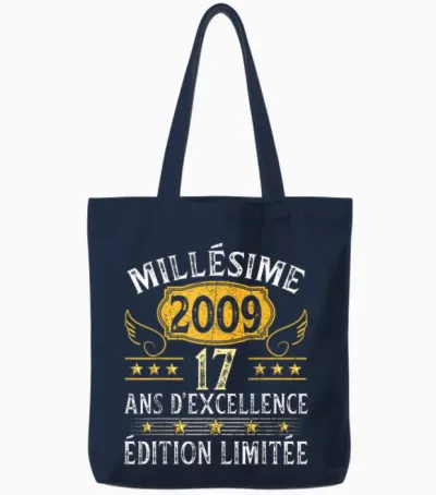 Vintage 2009 17 Ans Anniversaire Homme Garcon Millésime 2009 Tote Bags - Navy