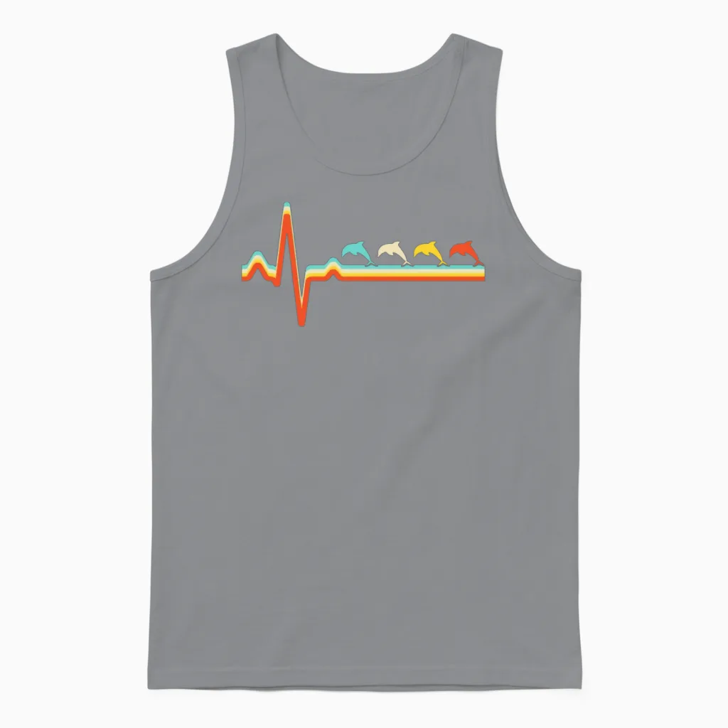 Dolphin Retro Unisex Tank Top in Sport Grey