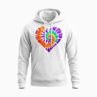 Halloween Heart Tie Dye Colorful Boys Girls Kids T-Shirt, Black, S Unisex Hoodie - White