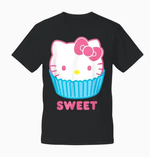 Hello Kitty Sweet Cupcake Unisex T-Shirt - Black