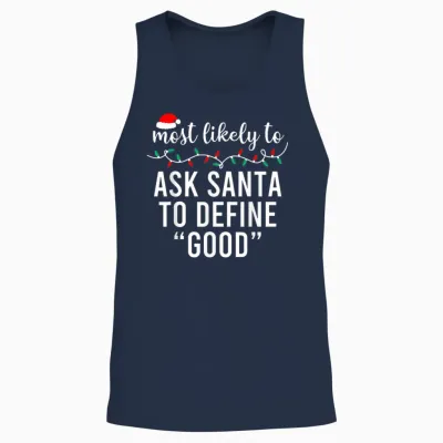 Most Likely to Christmas Shirt Matching Family Pajamas Funny Unisex Tank Top - Navy