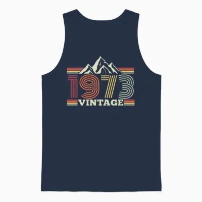 1973 Birthday Mountains Hiking Climbing Unisex Tank Top - Navy