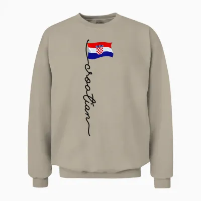Croatia Signature Croatian T-Shirt, White, S Unisex Sweatshirt - Sand