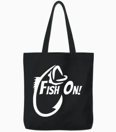 Fish on Reel Life Fishing Gift Tote Bags - Black